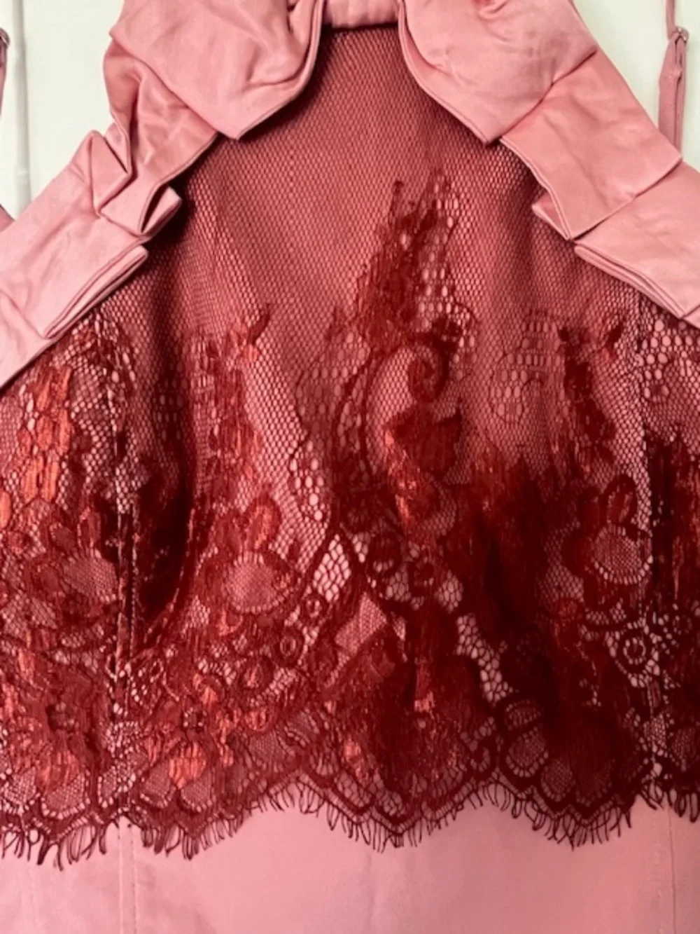 NWT Maeve Pink & Burgundy Lace Corset Halter Crop Top Sz L Romantic Soft Girl - Picture 4 of 11